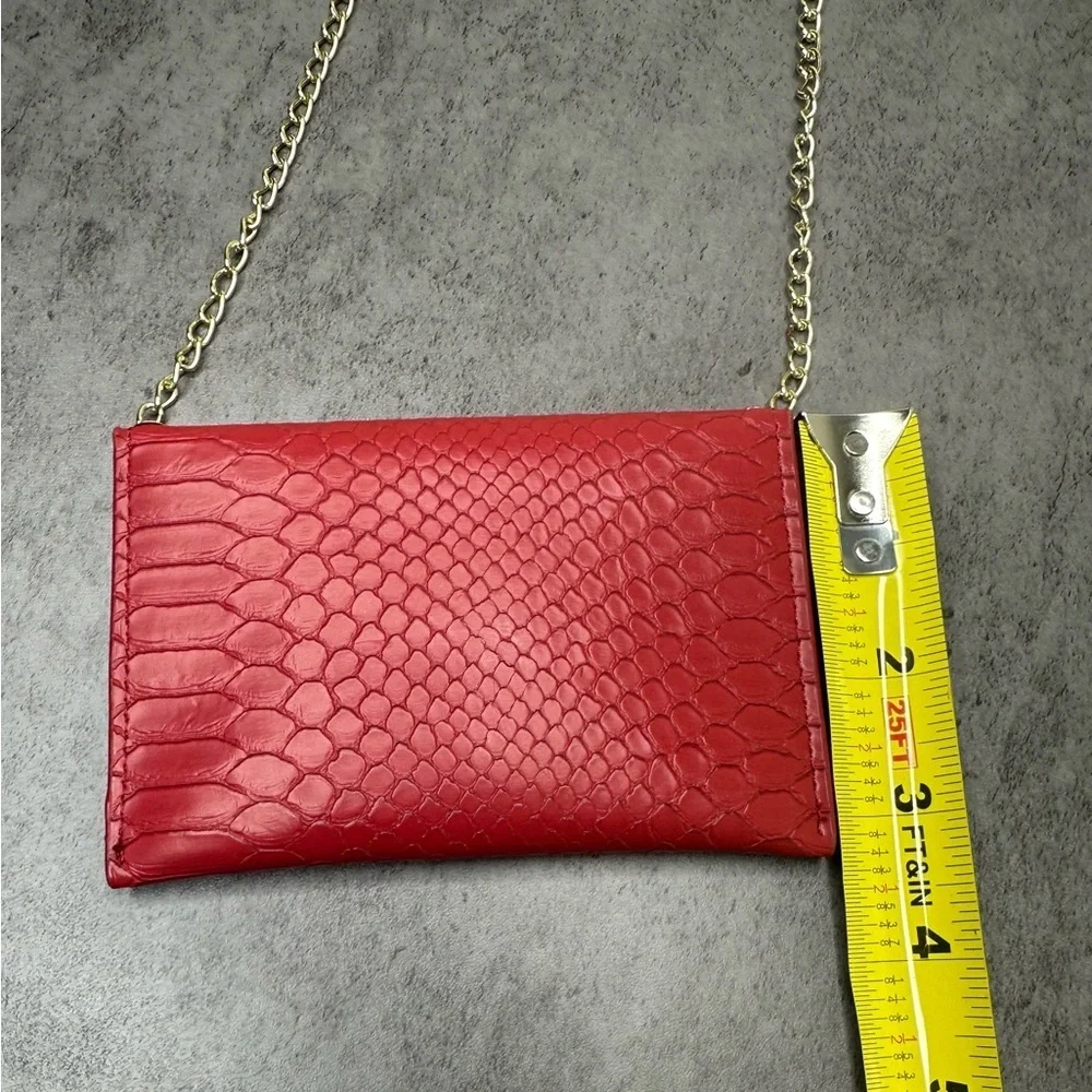 Ava + Kris Meg Ruby Red Faux Snake Skin Crossbody / Evening Bag - Picture 6 of 6